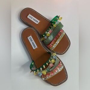 Steve Madden multi color Spikes and Shine sandals